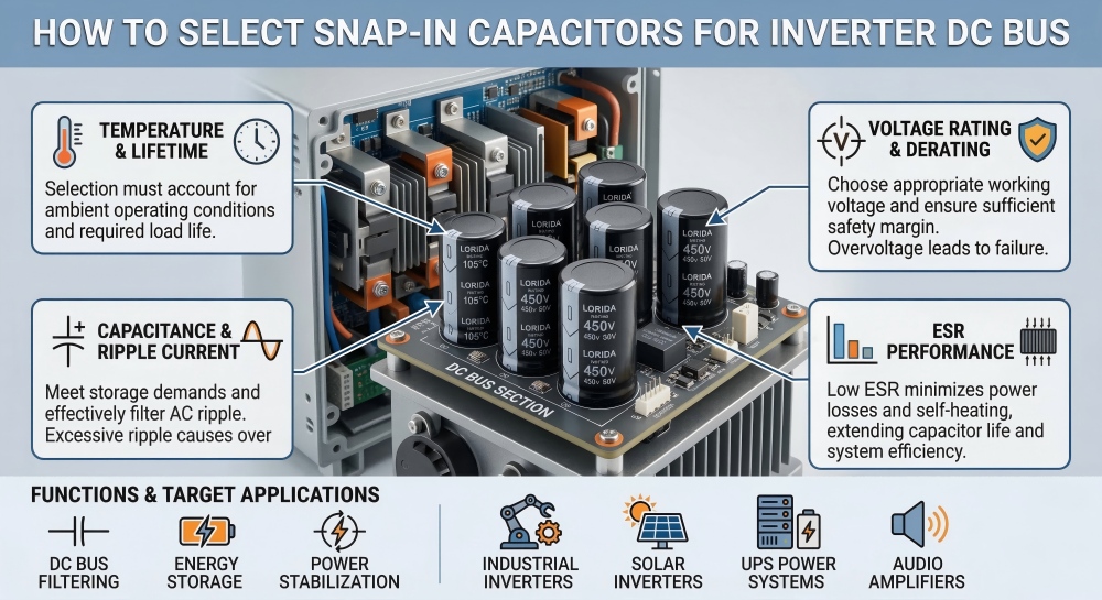 How to Select Snap‑in Capacitors for Inverter DC Bus