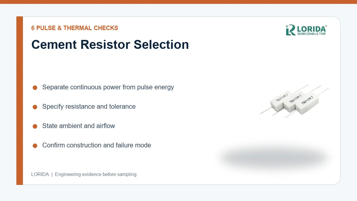Cement Resistor Selection: 6 Pulse and Thermal Checks