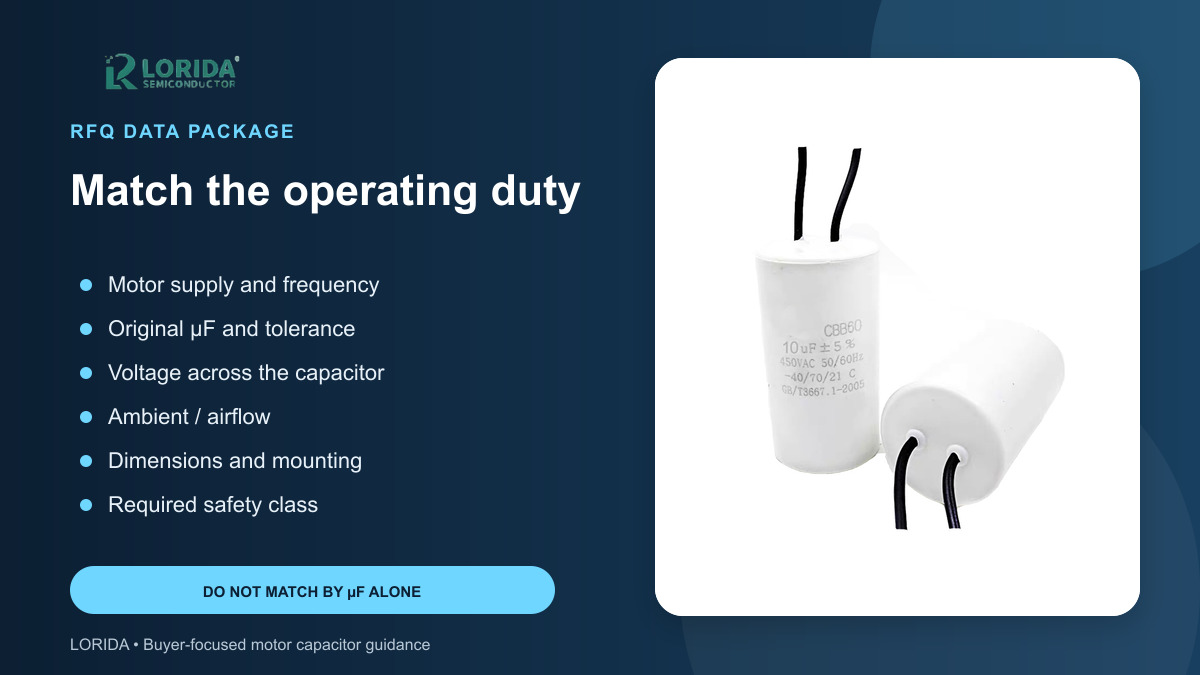 CBB60 motor run capacitor RFQ data package