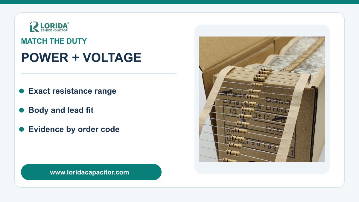 Carbon film resistor resistance power and voltage comparison