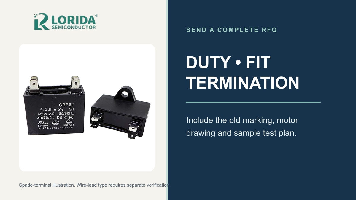 CBB61 sample-RFQ fields and spade-terminal product illustration