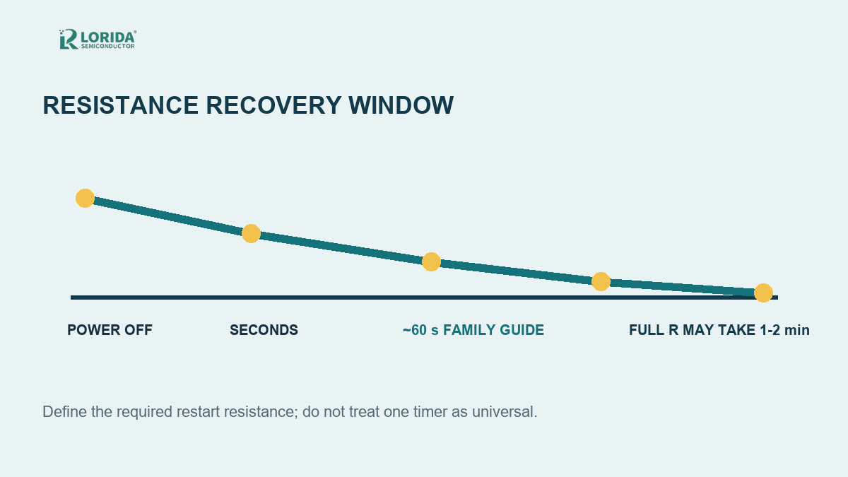 NTC hot restart resistance recovery timeline