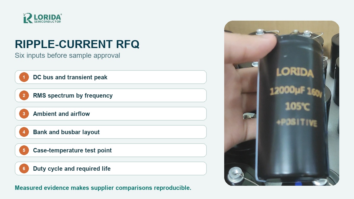 Electrolytic capacitor ripple current RFQ and sample checklist
