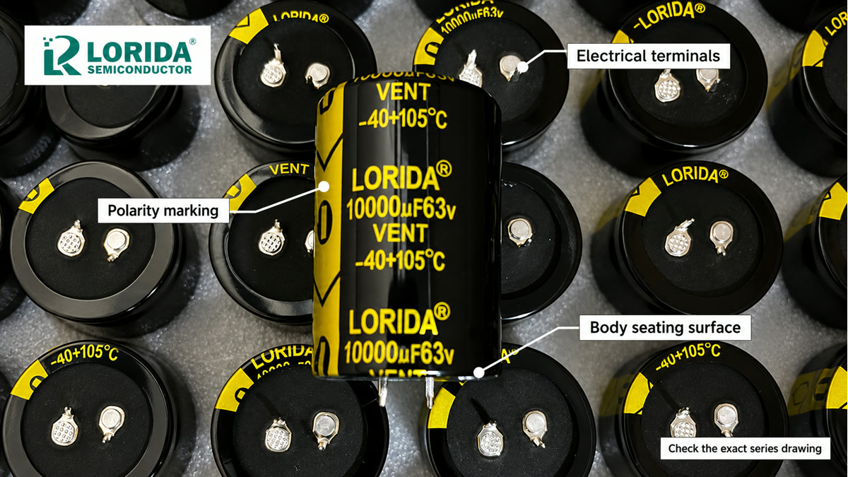 Snap-in capacitor PCB footprint example