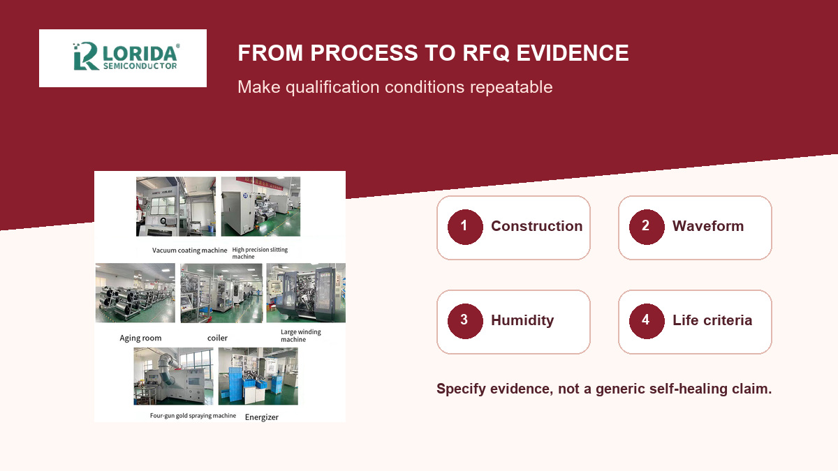 LORIDA self-healing capacitor RFQ and first-article evidence