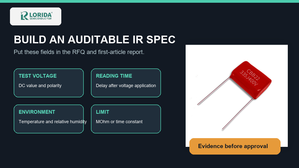 Film capacitor insulation resistance RFQ evidence fields