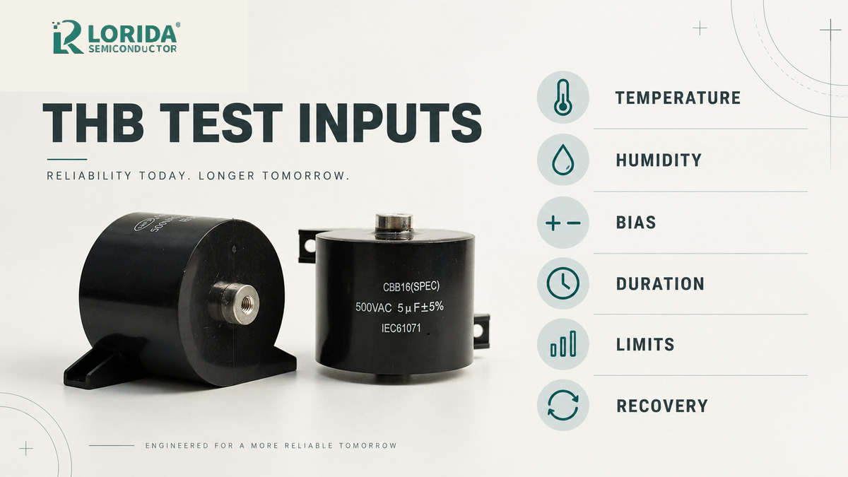 Six required inputs for a film capacitor THB test