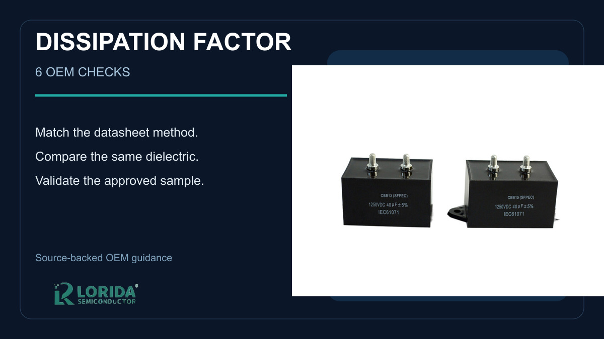 Film capacitor dissipation factor OEM checks