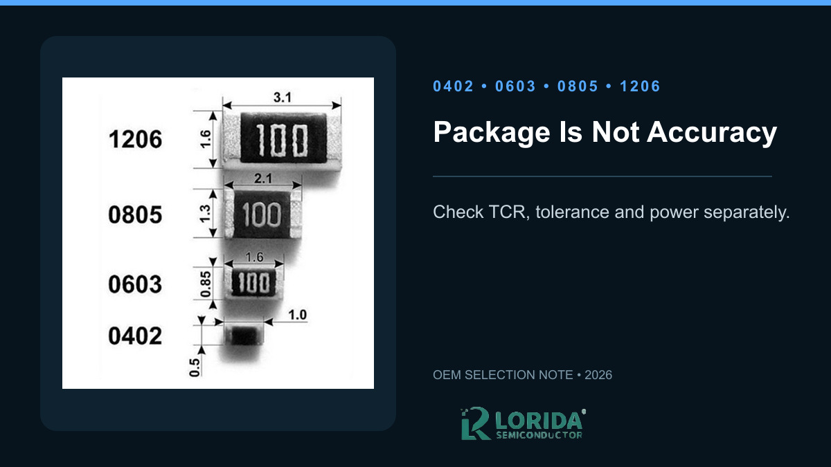 Comparison of real SMD resistor package sizes for OEM selection