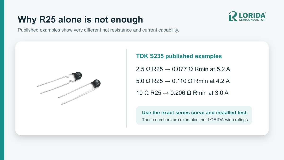 Comparison of R25 and Rmin in published NTC inrush limiter examples