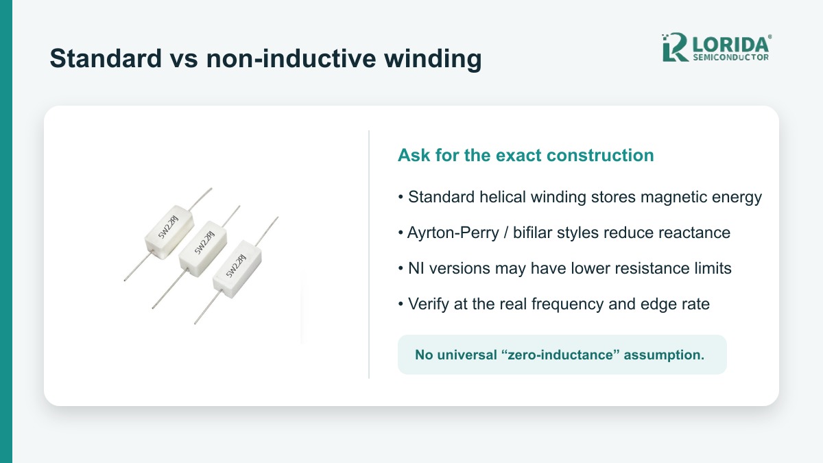 Standard and non-inductive wirewound resistor comparison for OEM sourcing