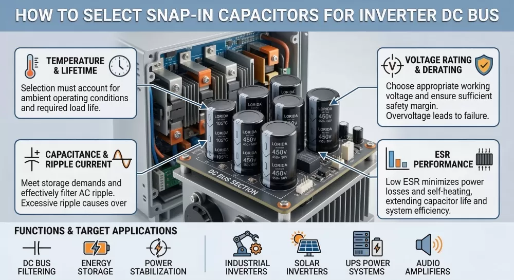 How to Select Snap‑in Capacitors for Inverter DC Bus
