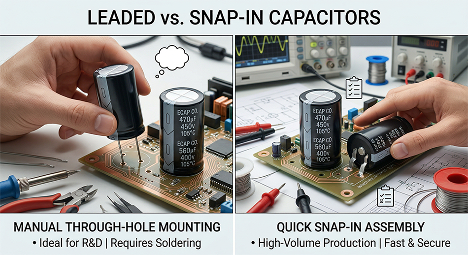 Leaded Capacitor vs Snap‑in Capacitor