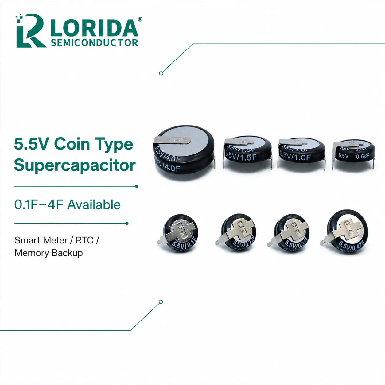 5.5V Coin Type Supercapacitor 0.1F-4F