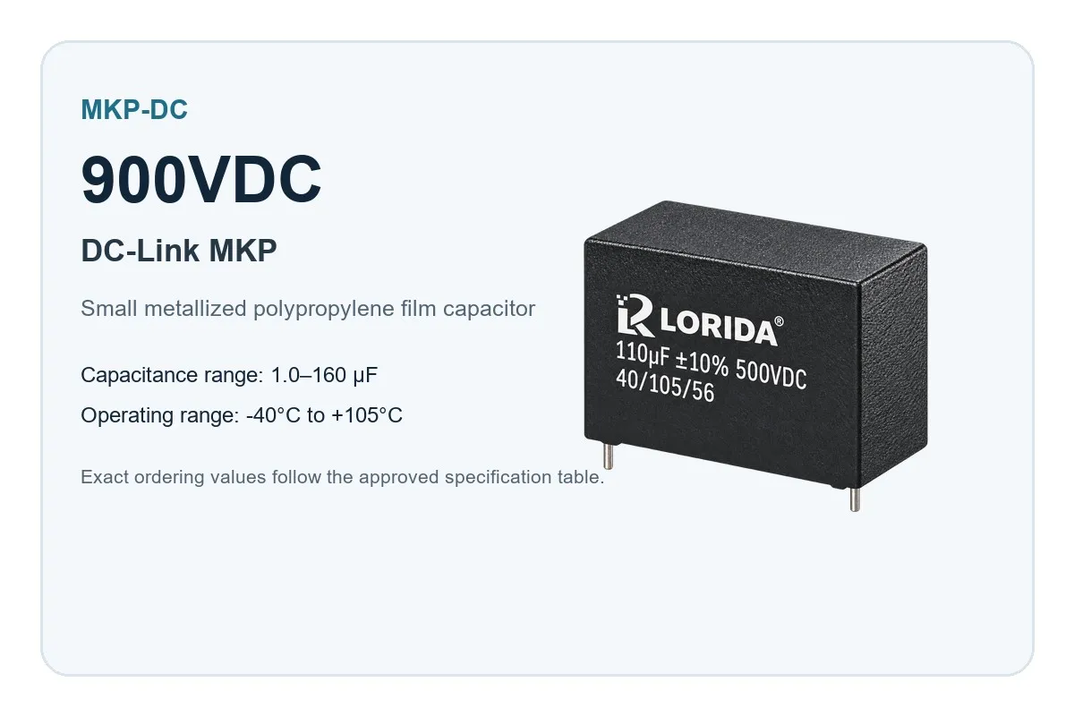 900VDC DC-Link MKP Metallized Polypropylene Film Capacitor rated-voltage overview