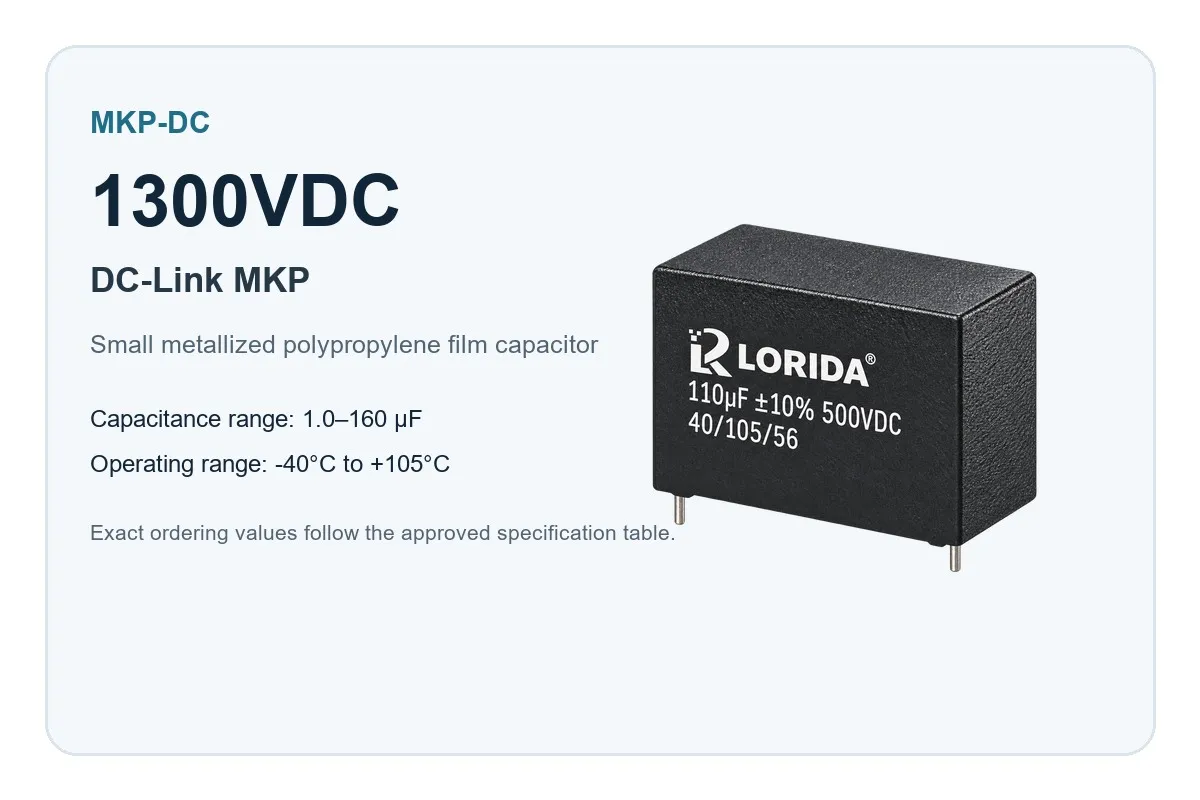 1300VDC DC-Link MKP Metallized Polypropylene Film Capacitor rated-voltage overview