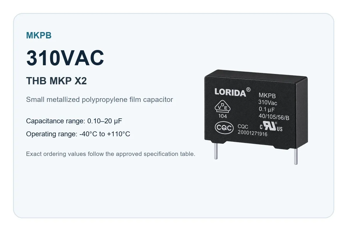 310VAC THB MKP X2 Metallized Polypropylene Safety Capacitor rated-voltage overview