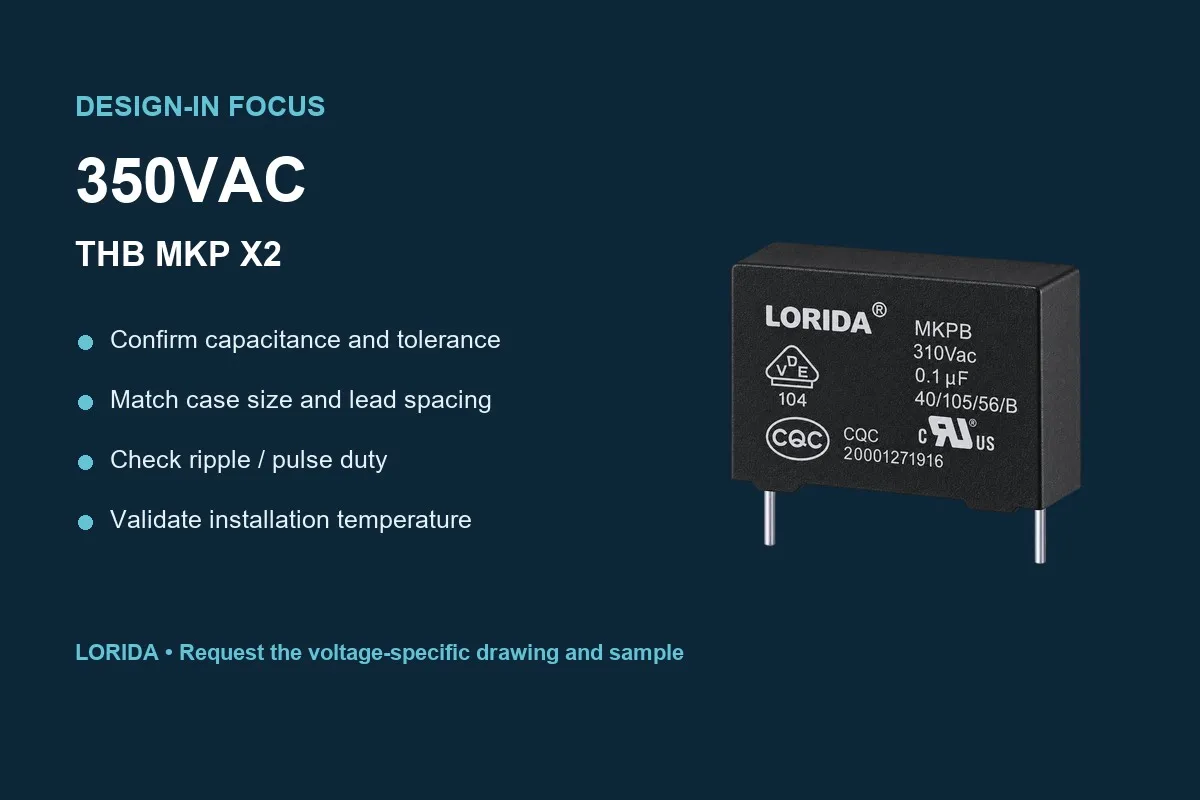 350VAC THB MKP X2 Metallized Polypropylene Safety Capacitor design-in checklist
